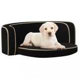 Canapea pliabilă de c&acirc;ini negru 73x67x26 cm pernă pluș lavabilă