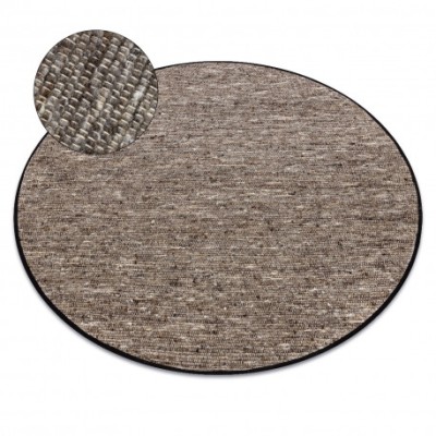 Covor bej NEPAL 2100 cerc stone, gri - din lana, fata-verso, cerc 100 cm foto