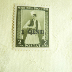 Serie 1 val. Albania 1942 -Port Popular supratipar 1q/2q ,sarniera