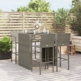 vidaXL Set mobilier bar de grădină, 5 piese, gri, poliratan 3187667