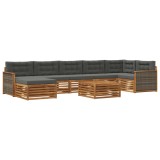 vidaXL Set de canapele de exterior cu pernă 8 pcs Natural și Antracit 3383650