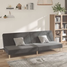 vidaXL Canapea extensibila cu 2 locuri, gri deschis, textil foto