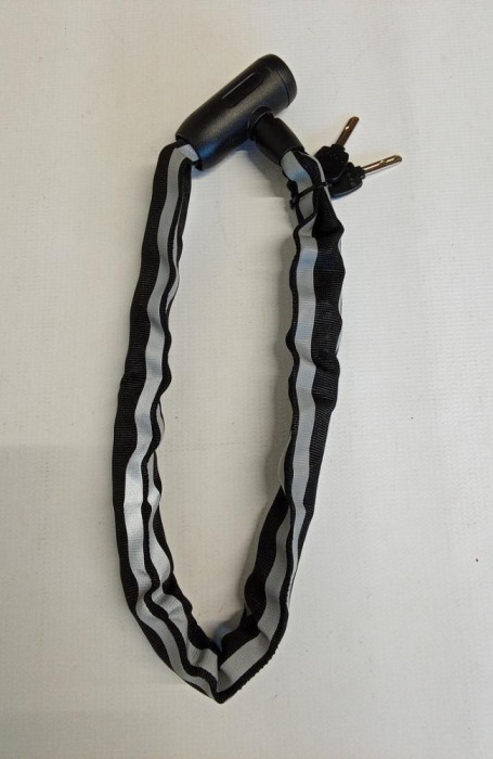 Antifurt cu cheie pentru bicicleta, lungime 70 cm, negru alb - RESIGILAT