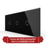 Cumpara ieftin Panou din sticla pentru &icirc;ntrerupator triplu touch Livolo, negru, 6/7M