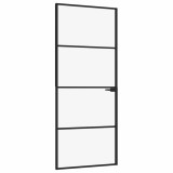 Cumpara ieftin Usa de interior negru 83x201,5 cm sticla securiz./aluminiu slim