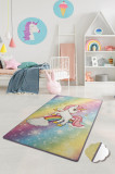 Covor de Copii Flying Unicorn, Multicolor, Chilai