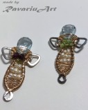 B94. O pereche de 2 Pandantive Albinute cu 2 fete, Ag, Goldfilled Topaz Peridot, RavariuArt