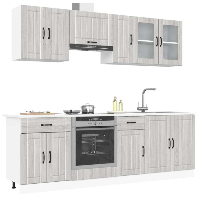Set de dulapuri de bucătărie 8 piese &bdquo;Kalmar&rdquo; lemn Sonoma gri