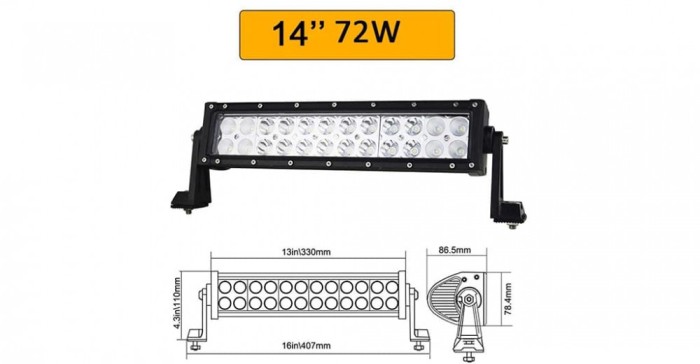 Proiector auto LED bar, offroad 72W, 12V-24V - negru