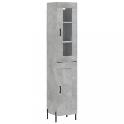 Dulap inalt, gri beton, 34,5x34x180 cm, lemn prelucrat foto