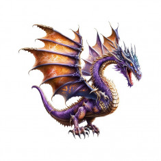 Sticker decorativ Dragon, Mov, 52 cm, 3775ST