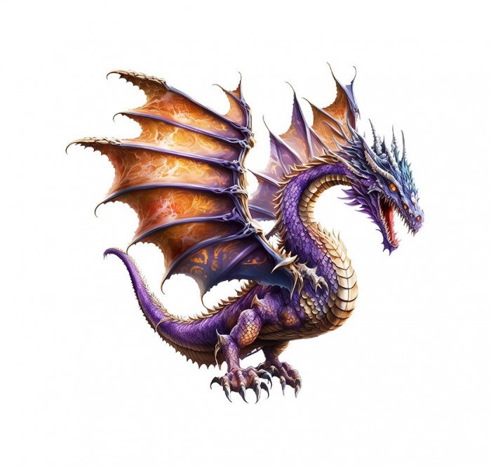 Sticker decorativ Dragon, Mov, 52 cm, 3775ST