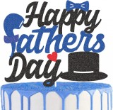 Decoratiune pentru tort &quot;Happy Father&#039;s Day&quot; Generic, hartie, negru/albastru, 17.2 x 14 cm