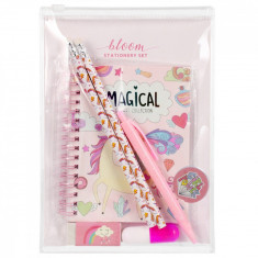 Set de accesorii pentru papetarie Unicorn, Roz