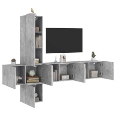 vidaXL Unități TV de perete, 5 piese, gri beton, lemn prelucrat 3216460