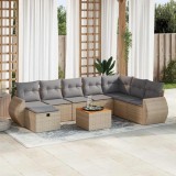 vidaXL Set canapele de grădină, 9 piese, cu perne, bej, poliratan 3325860