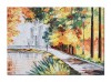 Tablou stilizat picat manual, Calmitate, 70x50cm ulei pe panza, Superb