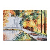 Tablou stilizat picat manual, Calmitate, 70x50cm ulei pe panza, Superb