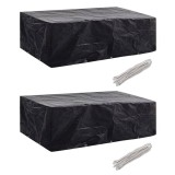 Cumpara ieftin Huse mobilier grădină 2 buc. 300x140cm set poliratan 10 ocheți