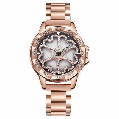 Ceas de dama Sanda, cadran in forma de inimioare rotative 360 grade Rose Gold foto
