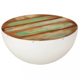 Măsuță Cafea VidaXL Alb, Lemn Masiv Reciclat, &Oslash;50x24 cm, Stil Retro, Blat Robust, Formă Bol
