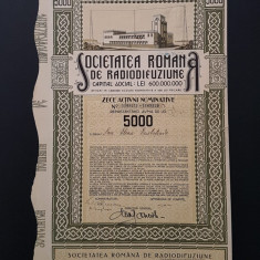 Actiune 1943 Soc. rom. de radiodifuziune / titlu de 10 actiuni nominative