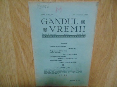 REVISTA GANDUL VREMII NR:10 DECEMBRIE 1935 foto