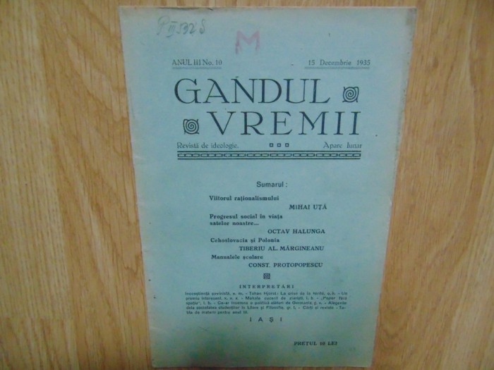 REVISTA GANDUL VREMII NR:10 DECEMBRIE 1935