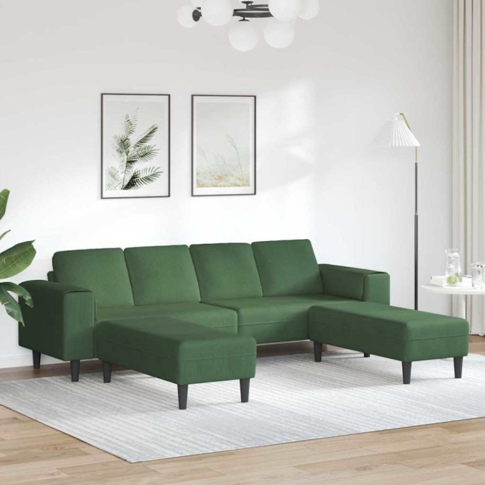 vidaXL Sofa din material textil Verde &icirc;nchis Țesătură de catifea 3335136