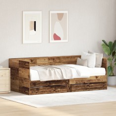 vidaXL Pat extensibil cu sertar Lemn vechi Lemn ingineresc 75 x 190 cm