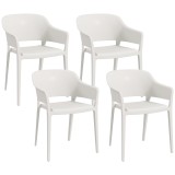 Outsunny Set din 4 Scaune de Grădină, Scaune Stivuibile de Exterior cu Spătar &Icirc;nalt și Cotiere, 56x54.5x77.5 cm, Alb | Aosom Romania