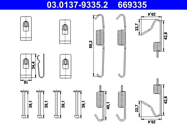 ATE 03.0137-9335.2 set accesorii saboti frana parcare