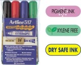 Marker pentru tabla de scris Artline 517 - Dry safe ink, varf rotund 2.0 mm, 4 culori