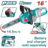 Drujba electrica TOTAL 40V cu motor brushless si sina 16 inch