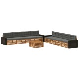 vidaXL Set de canapele de exterior 9 pcs Natural și Antracit Poliester 3383185