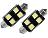 Set 2 becuri auto Vecta cu 4 leduri SMD 12V T11x42mm C10W alb sofit Festoon Canbus 5050SMD cu radiator - fara eroare AutoDrive ProParts