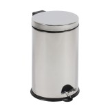 Cos gunoi BCK412400 din inox + plastic, forma cilindrica, cromat, cu pedala si capac batant, 12L