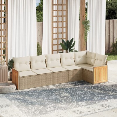 vidaXL Set canapele de grădină cu perne, 6 piese, bej, poliratan 3260070 foto