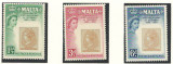 Malta 1960 Mi 272/74 MNH - 100 de ani de timbre, Nestampilat