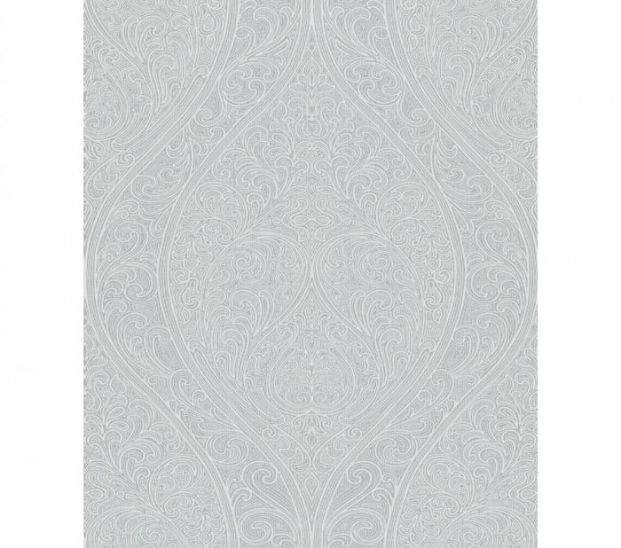 Tapet Marburg clasic, argintiu, cu model frunze, Villa Romana 32977