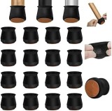 Set de 16 protectii pentru picioarele mobilierului Yuan Chuang, silicon, negru/maro, 25 x 18 mm
