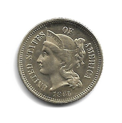 USA NIKEL THREE-CENT 1865 - Replica Muzeu foto