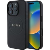 Guess Husa Grained Classic Logo MagSafe iPhone 16 Pro Max Negru