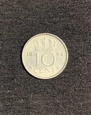 Moneda 10 cenți 1964 Olanda foto
