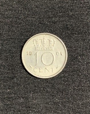 Moneda 10 cenți 1964 Olanda foto