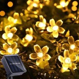Set 2 x Instalatie cu incarcare Solara de Gradina Flori de Cires cu 50 LED-uri, alb cald, 5 metri, BZRSH