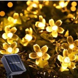 Set 2 x Instalatie cu incarcare Solara de Gradina Flori de Cires cu 50 LED-uri, alb cald, 5 metri, BZRSH