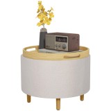 HOMCOM Hocker Polsterhocker, Pluș Teddy, Stocare ascunsă, capac reversibil, 56 cm x 56 cm x 42 cm, Alb | Aosom Romania