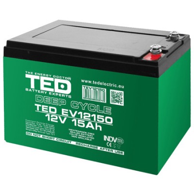 ACUMULATOR VEHICULE ELECTRICE DEEP CYCLE 12V 15AH TED foto