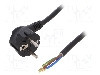 Cablu alimentare AC, 1.8m, 3 fire, culoare negru, cabluri, CEE 7/7 (E/F) &amp;#351;tecar in unghi, SCHUKO mufa, PLASTROL - W-98206